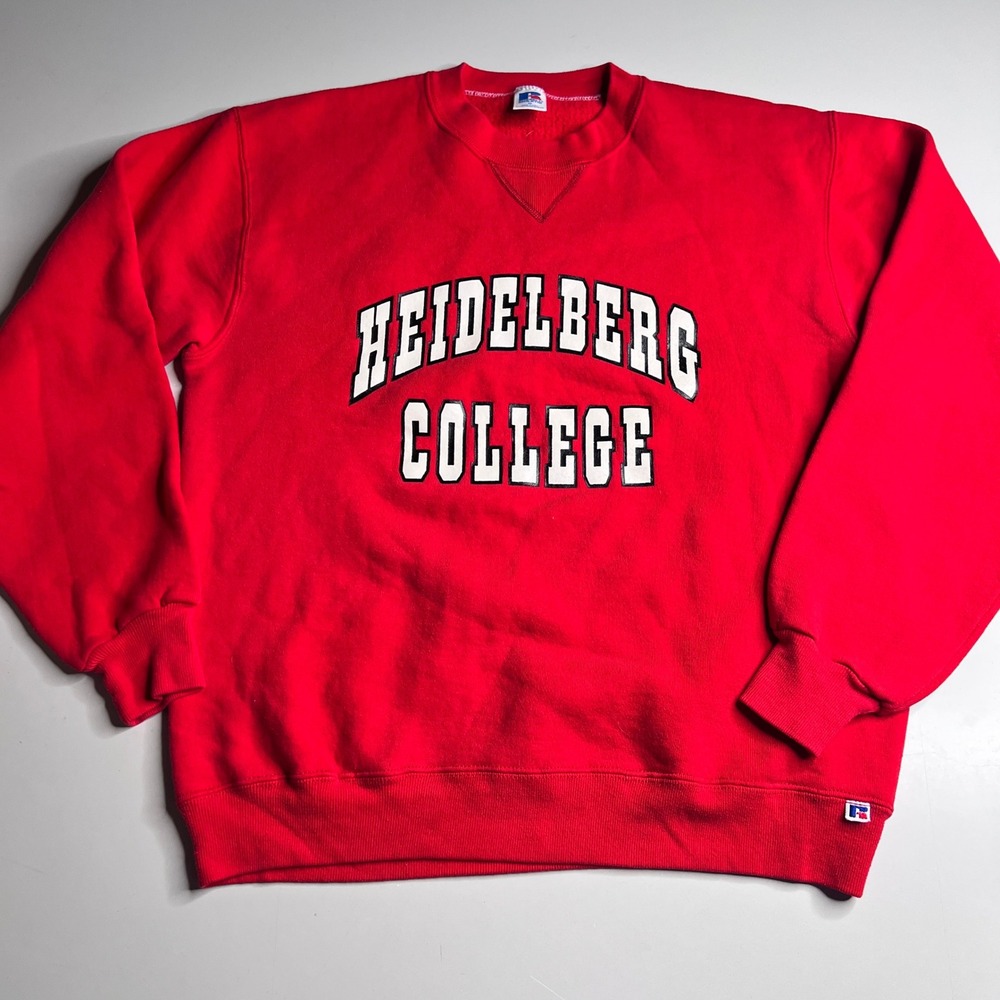 Vintage Russell Athletic Heidelberg College‎ Red Crewneck Sweatshirt Mens M USA